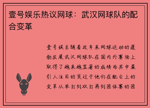 壹号娱乐热议网球：武汉网球队的配合变革